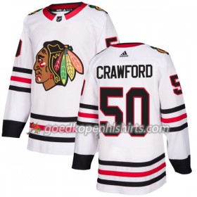 Chicago Blackhawks Corey Crawford 50 Adidas 2017-2018 Wit Authentic Shirt - Mannen